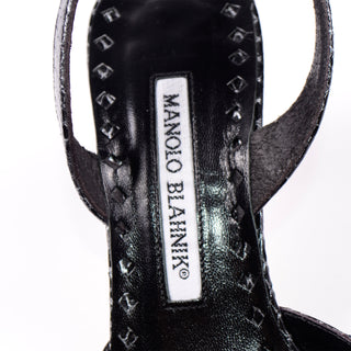 Manolo Blahnik Grey Ploiesti Snakeskin Slingback Shoes sz 6 and 1/2