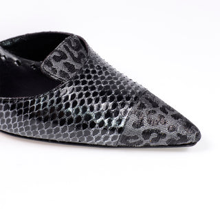 Manolo Blahnik Grey Ploiesti Snakeskin Slingback Shoes size 6.5 Leopard toe