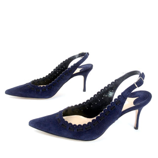 Manolo Blahnik Vintage blue suede slingback shoes size 36.5 Heels