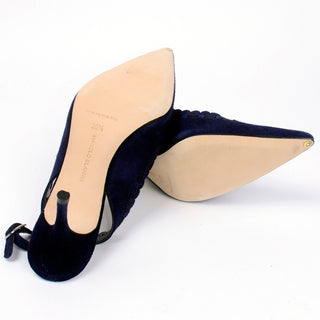 Manolo Blahnik Vintage blue suede slingback shoes new