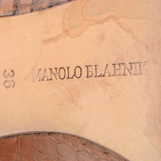 Manolo Blahnik Bronze & Copper Metallic Snakeskin Pumps