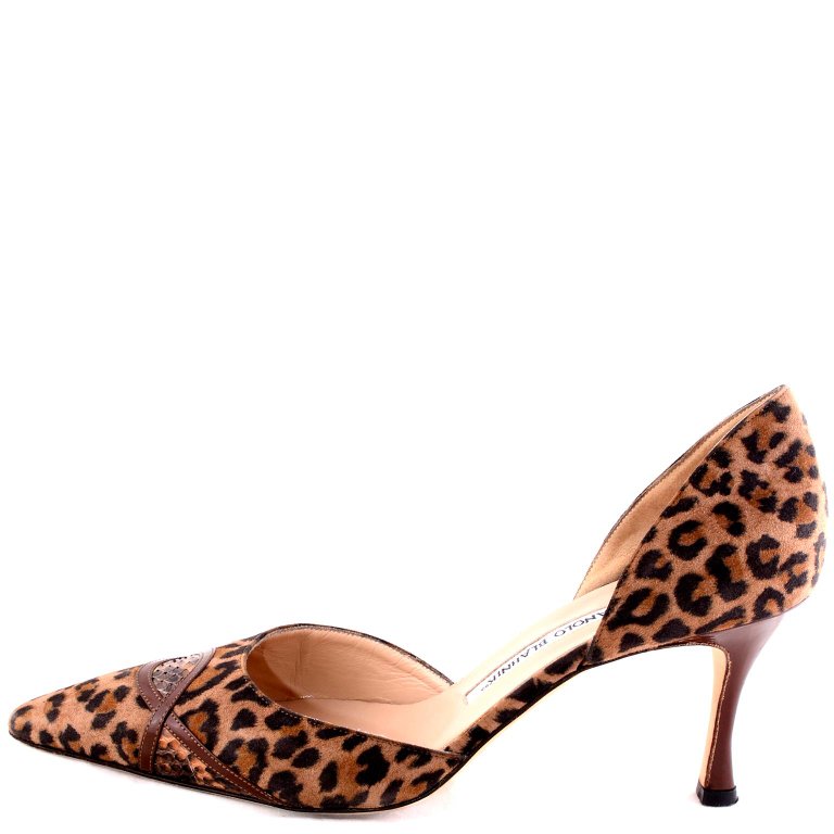 Stuart Weitzman Leopard Print Peep Toe Heels w/ Gold Shimmer sz 9.5