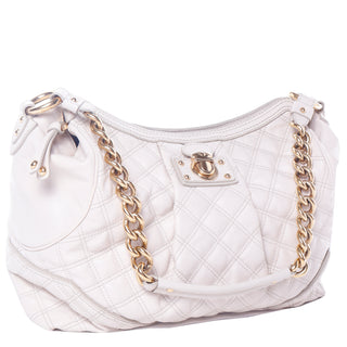 Marc Jacobs Bone Quilted Leather Bag with Chunky Gold Hardware
