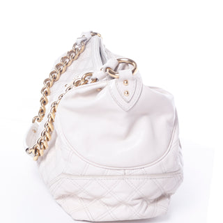 Marc Jacobs Bone Quilted Leather Handbag Bag with Gold Hardware