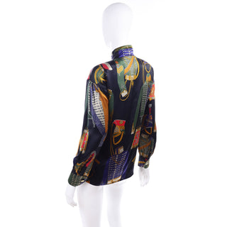 Escada novelty silk blouse with vintage band uniforms
