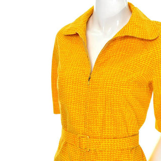 Zip front vintage cotton sun dress by Marimekko straight 1960s style vintage dress