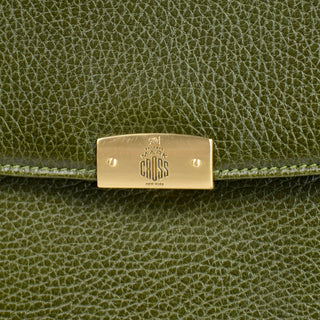 1990s Mark Cross New York Green Pebble Leather Top Handle Handbag or Shoulder Bag