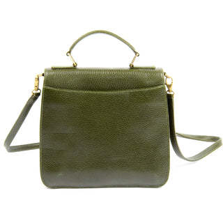 1990s Mark Cross Green Pebble Leather Top Handle Handbag or Shoulder Bag Excellent