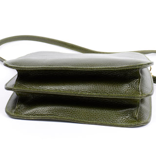 1990s Mark Cross Green Pebble Leather Top Handle Handbag or Shoulder Bag Exc condition