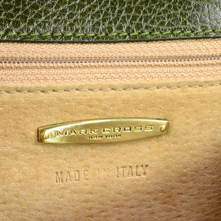1990s Mark Cross Green Pebble Leather Top Handle Handbag or Shoulder Bag Italy