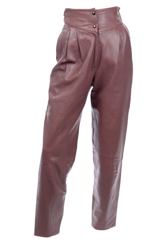 1980s Mauve Leather Pants