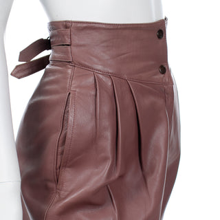 1980s Pleated High Waisted Leather Pants