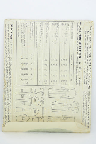 1944 Vintage McCall 5787 Dress Sewing Pattern