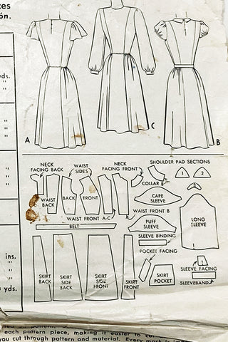 1940s Vintage McCall 6503 Dress Sewing Pattern 1940s dresses