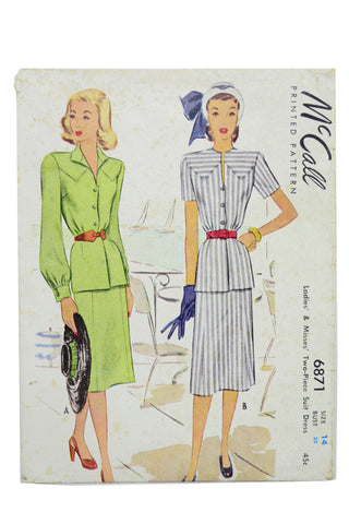 McCall 6871 Vintage Suit Sewing Pattern