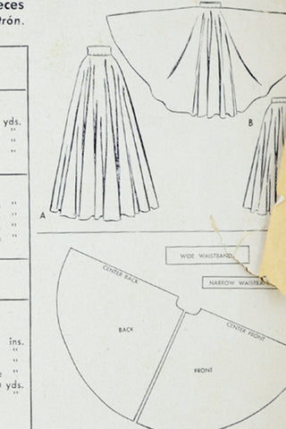 1940s McCall 6927 Vintage Skirt Sewing Pattern