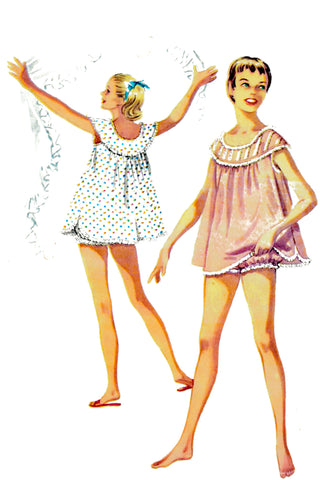 1955 McCalls 3502 Vintage Babydoll Shortie Nightgown & Bloomer set