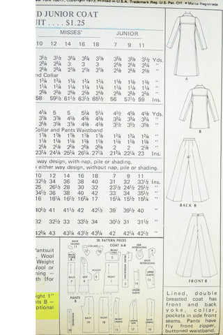 McCall's 3753 Vintage Coat trousers pattern