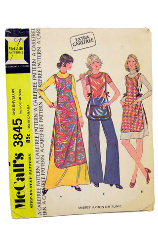 McCalls 3845 Vintage 1973 Apron Smock Tunic top Sewing Pattern