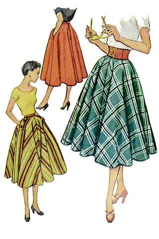 1952 McCalls 9004 Vintage Full Skirt Sewing Pattern With Wide Belt