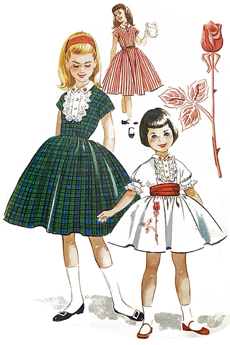 Uncut 1957 Girl's Dress vintage Sewing Pattern McCalls 2178