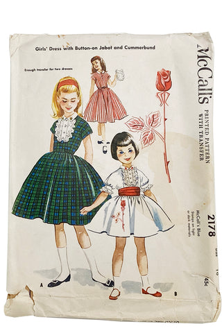 McCalls 2178 Vintage 1950s Girls Dress Sewing Pattern childs