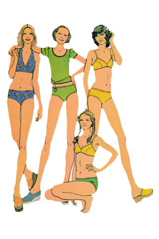 Uncut 1973 McCalls 3523 Vintage Swimsuit & Pullover Top Sewing Pattern