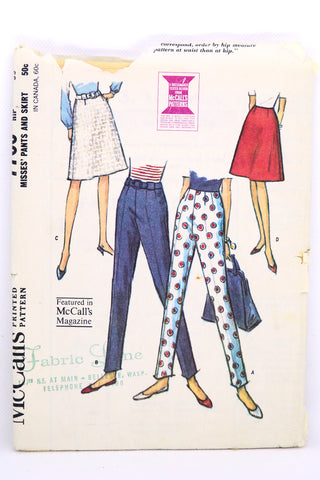 1965 Vintage McCalls 7700 Pants and Skirt Sewing Pattern