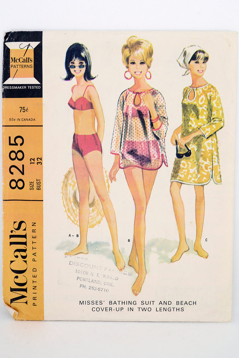 1966 McCalls 8285 Vintage Swimsuit & Beach Cover Up Sewing Pattern – Modig