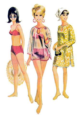 1966 McCalls 8285 Vintage Swimsuit & Cover Up Tunic Sewing Pattern