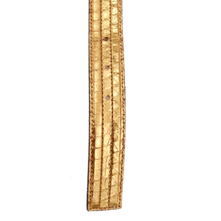 1980s Yves Saint Laurent Gold Metallic Snakeskin Embossed Belt YSL Size M