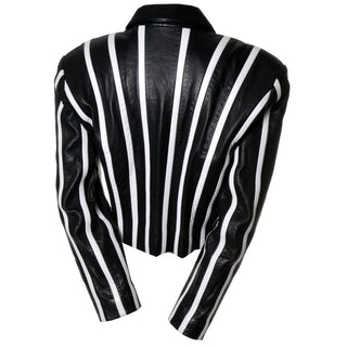 Striped Cropped Michael Hoban North Beach Vintage Leather Jacket