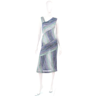 Missoni Metallic Stretch Knit Dress w/ Asymmetrical Striped Design 6/8