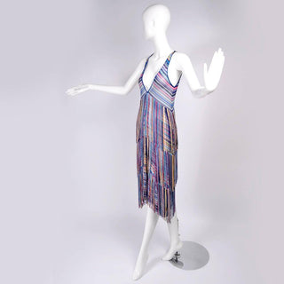 Multi-Colored Tiered Fringe Dress with Matching Fringe Jacket Size 2/4 - Dressing Vintage