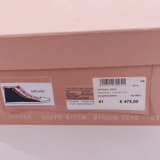 Miu Miu Red White & Black Pointed Toe High Top Nappa Biker Sneakers 41 zippers