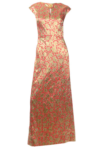 Damons of San Marino Vintage 1960s Red & Metallic Gold Evening Dress
