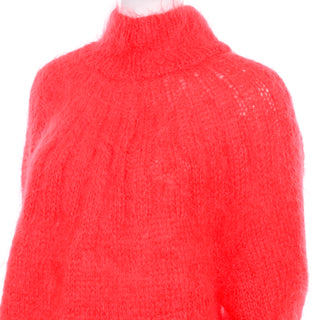 1980s Italian Mohair Blend Red Oversized Sweater One Size