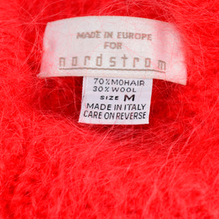 1980s Italian Mohair Blend Red Oversized Sweater One Size