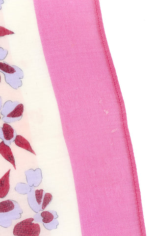 Momoko Tsuchiya Floral Pink Cotton Scarf w/ Pink Trim