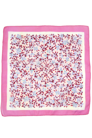 Momoko Tsuchiya Floral Pink Cotton Scarf w/ Pink Trim