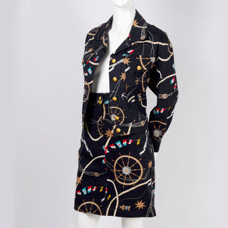 Nautical print novelty denim jacket and denim skirt by Mondi