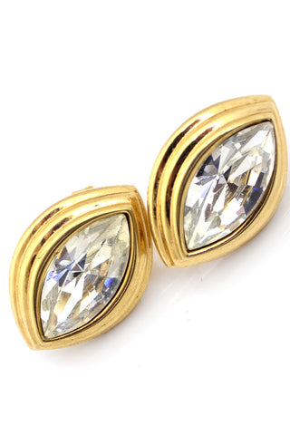 Monet Crystal Vintage Earrings Gold Tone