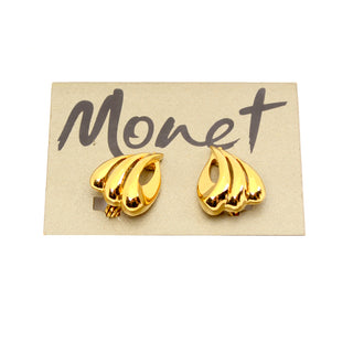 Monet Gold Tone Clip On Oval Earrings