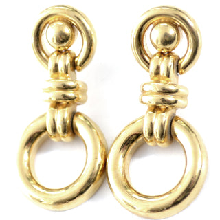 Gold tone pierced Monet Door Knocker style Vintage Earrings - Dressing Vintage