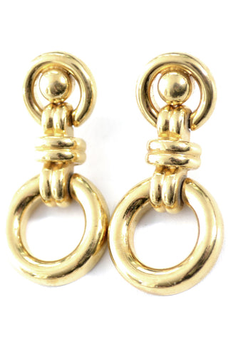 Gold tone pierced Monet Door Knocker style Vintage Earrings - Dressing Vintage