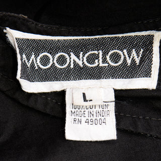 1980s Vintage Moonglow Black Bare Midriff 2 Piece Dress L 