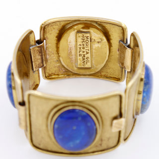 1980s Morita Gil Chile Vintage Bracelet With Lapis Cabochons Signed
