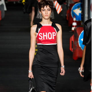 Moschino Couture Shop Stop Sign Red & White Sequin Crop Top