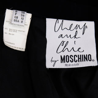 Vintage Moschino 2pc Black Skirt Suit W Red Flower Applique Italy