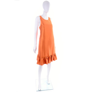 Moschino Orange Tent Dress w/ Ruffled Hem & Back Bow